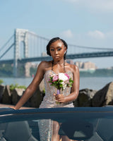 Charming Sweetheart Strapless Sleeveless Mermaid Prom Dresses Floor Length Gem With High Split