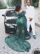 Romantic Emerald Green Strapless Sleeveless Mermaid Prom Dresses Sheath Long With Lace-Up Back