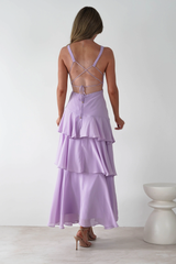 Charming Lilac V-Neck Spaghetti-Straps Sleeveless Prom Dresses Backless With Pleats