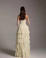 Strapless A-line Ruffles Ivory Elegant Floor length Evening Dresses
