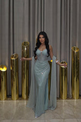 Chic Sweetheart Spaghetti-Strap Sleeveless Mermaid Prom Dresses Sheath With Lace-Up Back