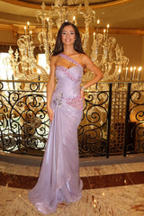 Charming Purple Sweetheart Sleeveless Mermaid Prom Dresses Gem Column With Ruffle Pleats
