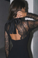 Graceful Black Sweetheart High Collar Long Sleeves Satin Lace Prom Dresses Mermaid Column With Zipper