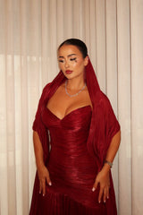 Romantic Burgundy Sweetheart Strapless Sleeveless Prom Dresses Floor Length With Pleats