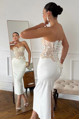 Timeless Sweetheart Strapless Sleeveless Satin Prom Dresses Beads With Lace-Up Back