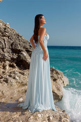 Timeless Sweetheart Strapless Sleeveless Chiffon Prom Dresses A-Line With Lace-Up Back