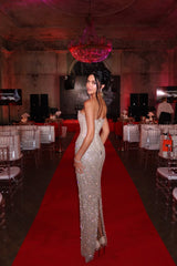 Dazzling Strapless Sleeveless Mermaid Prom Dresses Sheath Gem With Lace-Up Back