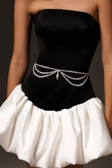 Chic Black White Strapless Sleeveless Homecoming Dresses Mini With Lace-Up Back