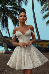 Elegant V-Neck Off The Shoulder Homecoming Dresses Mini With Pleats