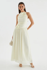 Graceful Sleeveless Chiffon Prom Dresses A-Line With Pleats Flower