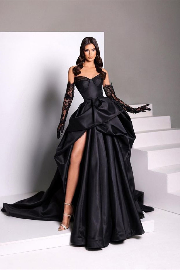 Amazing Black Sweetheart Prom Dresses Mermaid Long With Slit On Sale ballbellauk Amazing Black Sweetheart Prom Dresses Mermaid Long With Slit On Sale ballbellauk