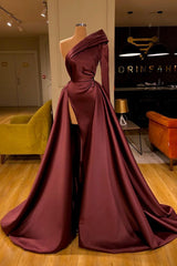 Amazing Long Sleeve Evening Dress With Split On Sale One Sleeve-ballbellauk