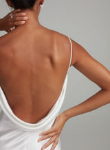 Backless Sheath Fitted Wedding Dresses Silk Like Satin-Ballbella