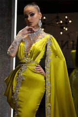 Ballbella High Neck Mermaid Long Sleeve With Shawl Applique Formal Wears-ballbellauk