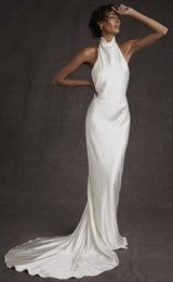 Beautiful Backless High Neck Mermaid Wedding Dress On Sale-ballbellauk