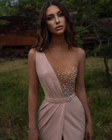 Beautiful Beadings Long Prom Dress With Split Sleeveless-ballbellauk