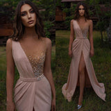 Beautiful Beadings Long Prom Dress With Split Sleeveless-ballbellauk