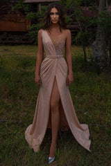 Beautiful Beadings Long Prom Dress With Split Sleeveless-ballbellauk