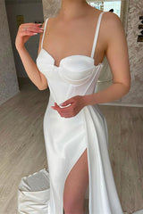 Beautiful Ivory Sweetheart Prom Dresses Mermaid Slit On Sale-ballbellauk