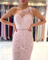 Beautiful Lace Sheath Prom Dress On Sale With Crystal One Shoulder-ballbellauk