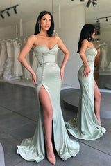 Beautiful Mermaid Long Prom Dress With Side Slit Sweetheart-ballbellauk