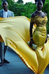 Beautiful Sleeveless Mermaid Chapel Train Off-the-Shoulder With Appliques Silk like Elegant Evening Dress-ballbellauk