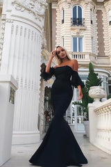 Beautiful Sleeveless Mermaid Off-the-Shoulder Long Ruffles Stretch Crepe Prom Dress-ballbellauk