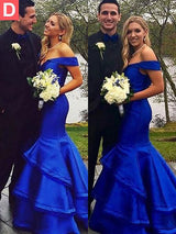 Beautiful Sleeveless Mermaid Off-the-Shoulder Satin Layers Prom Dress-ballbellauk