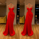 Beautiful Stunning Round Cup High split Red Prom Dress Spaghetti Strap-ballbellauk