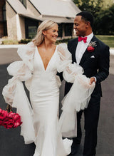 Boho Garden Mermaid Fitted Wedding Dress Open Back Bow-Ballbella