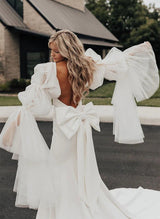Boho Garden Mermaid Fitted Wedding Dress Open Back Bow-Ballbella