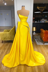 Bright Yellow Metallic Sequin Overskirt Prom Dress Strapless-ballbellauk