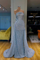 Charming Sequins Beads Long Prom Dress Overskirt Strapless-ballbellauk