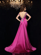 Chic Mermaid Off-the-Shoulder Beading Sleeveless Long Elegant Evening Dress-ballbellauk