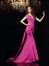 Chic Mermaid Off-the-Shoulder Beading Sleeveless Long Elegant Evening Dress-ballbellauk