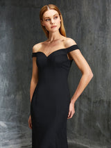 Chic Mermaid Off-the-Shoulder Sleeveless Ruffles Japanese Elegant Evening Dress-ballbellauk