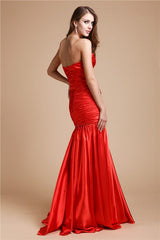 Chic Mermaid Strapless Beading Long Elastic Woven Elegant Evening Dress-ballbellauk