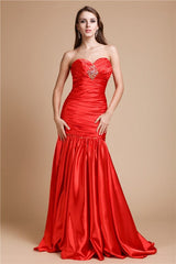 Chic Mermaid Strapless Beading Long Elastic Woven Elegant Evening Dress-ballbellauk