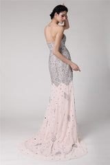 Chic Mermaid Sweetheart Beading Sleeveless Long Evening Dress Chiffon-ballbellauk