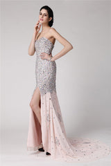 Chic Mermaid Sweetheart Beading Sleeveless Long Evening Dress Chiffon-ballbellauk