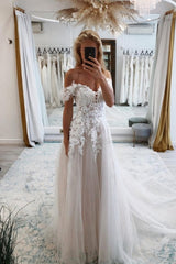 Chic Sweetheart Off-the-Shoulder Cap Sleeves Long Lace Bridal Gowns On Sale-ballbellauk