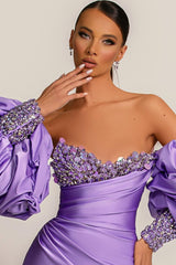 Classic Lilac Detachable Sleeves Formal Wears Mermaid Sweetheart With Sequins-ballbellauk