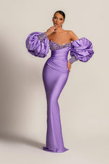 Classic Lilac Detachable Sleeves Formal Wears Mermaid Sweetheart With Sequins-ballbellauk