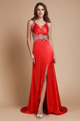 Classic Straps Beading Sleeveless Long Elastic Woven Elegant Evening Dress-ballbellauk