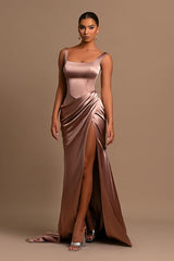 Classic Straps Sleeveless Mermaid Formal Wears Long Split Online-ballbellauk