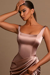 Classic Straps Sleeveless Mermaid Formal Wears Long Split Online-ballbellauk