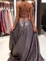 Classic V-Neck Long Evening Prom Dress On Sale Spaghetti-Straps-ballbellauk