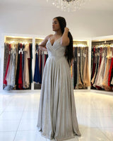 Classic V-Neck Long Evening Prom Dress On Sale Spaghetti-Straps-ballbellauk