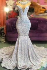 Elegant Mermaid Long Evening Prom Dress On Sale Sequins-ballbellauk