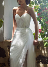 Elegant Sweetheart Tulle Wedding Dresses Split Front-Ballbella